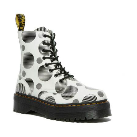 Dr. Martens Jadon Polka Dot Smooth Platform Støvler Hvid, Dame, Størrelse: 39 EU