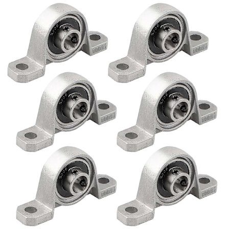 6 Stycken Huslager, 12 mm Kullagerblock Set, Lagerblock, Zinklegering Axellager