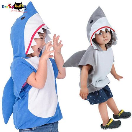 Eraspooky 1-6t Grey Shark Cosplay Hettegenser Halloween Kostyme For Barn Småbarn Julekjole Barn Sharks Godteripose