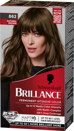 Schwarzkopf Brillance 862 Natural Brown (W) 862 Natural Brown, Hår, Hårfarve, Permanent Hårfarve