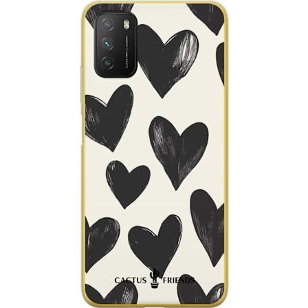 Kompatibel Mobilcover til Xiaomi Xiaomi Poco M3 Cactus and Friends - Bold Black Love Pattern