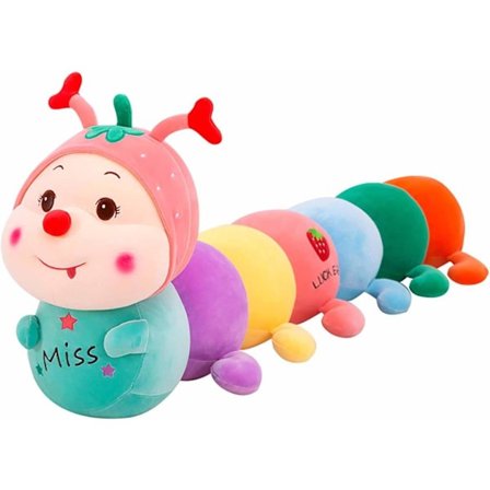 Flerfärgad Larv Gosedjur Stor Kramkudde Söt Plysch Mjuk Kudde Docka, Jätte Plyschleksak, Presenter till Flicka Pojke Bebisar Födelsedag