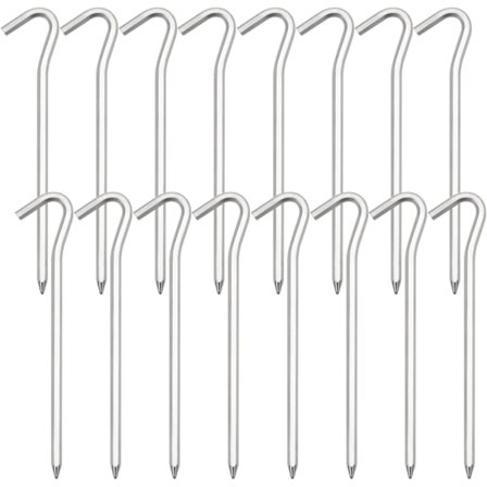 16-pack tältpinnar i aluminium med krok, 7" hexagonformade lätta markpinnar för camping, tak, utomhusdekoration