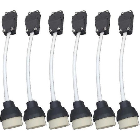 (6 Pak) GU10 Lampeholder Keramisk Base Og Klemrække/bro Med Kabel Og Isoleringssleeve - Pære Stikkontakt Adapter Til Led Og Halogen