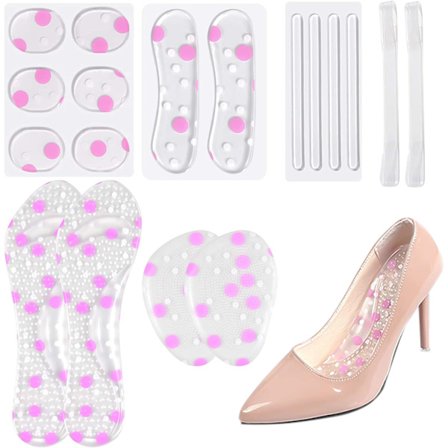 18 stykker, 6 typer, sklisikre gel forfot innleggssåler silikon metat