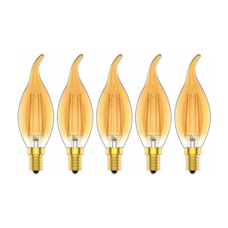 Dimbar Antika Glödlampor med Vintage-look, Retro LED-lampor för Vägglampetter och Bordslampor, Gult Glas Ögonskydd E14 4W Ljuslampa, 2300K Mjukt