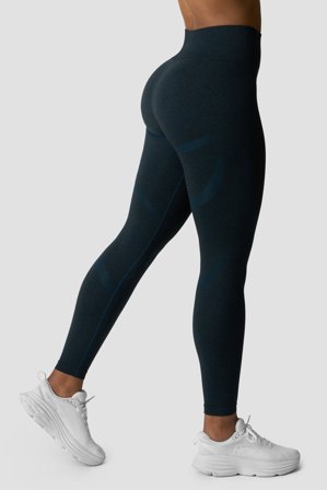 ICANIWILL - Divine Seamless Tights Wmn Dark Teal Melange - Treningstights - Dame - ICIW