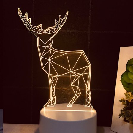 3D LED Yövalo Akryyli Peura Lamppu Kaukosäädin 3D Illuusio Lamppu Ystävänpäivä Kodin Sisustus Valo -- Tyyli R
