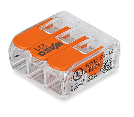 Wago Koblingsklemme m/åpner 3-hull 50-pk