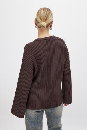 NA-KD Stickad tröja med rund hals - Oversize Tröjor - Brun - Large
