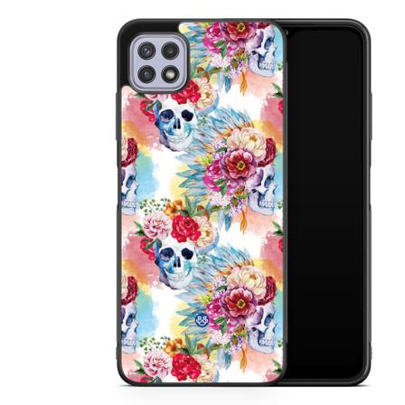Bjornberry Skal Samsung Galaxy A22 4G -Dödskallar & Blommor