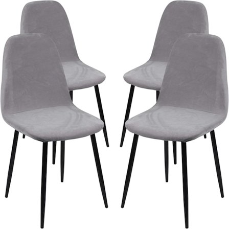 Skandinavisk fløjlsstolbetræk, sæt med 4 strækbare spisebordsstole