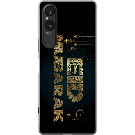 Kompatibelt Mobildeksel til Sony Xperia 5 V Gyldent Ramadan-motiv med dekorativ typografi, lykter, halvmåne og stjerner på en mørk bakgrunn
