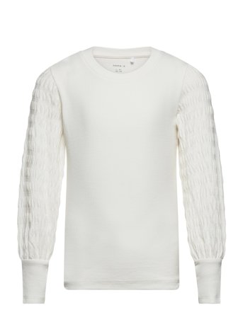 Nkfnotalia Ls Slim Top Tops T-shirts Long-sleeved T-Skjorte White Name It