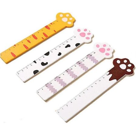 4 kpl Puinen viivain Sarjakuva Kissan tassu Mittaus Suorat viivaimet Työkalu Koulu Toimisto Lahja[D]