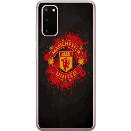 Kompatibelt Mobildeksel til Samsung Samsung Galaxy S20 Manchester United logo i rød og gul farge med røff sportslig bakgrunn