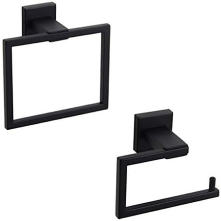 2-delad badkar/duschset i rostfritt stål (handduksring, toalettpappershållare)