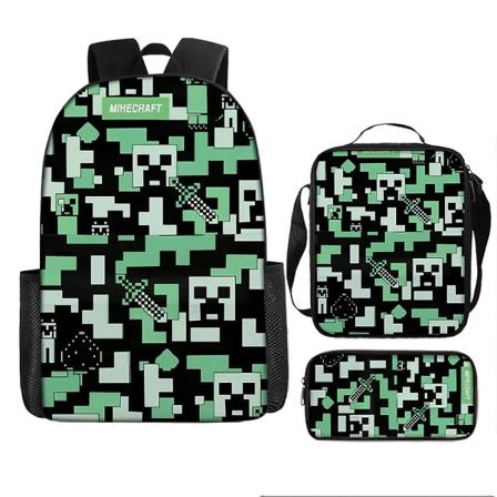 Minecraft-koululaukku, alakoululaisen reppu, lasten koululaukku, suurikapasiteettinen anime-piirretty reppu -ACGIV