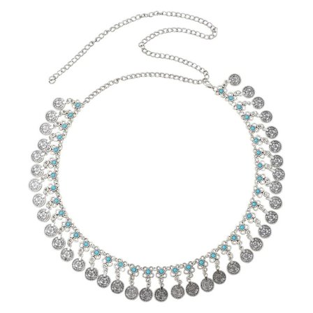 Metal kjede belte mynt dusk anheng linning midje band