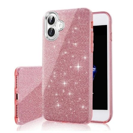 iPhone 17 - 3in1 Glitter Elegant Mjuk Skal Rosa
