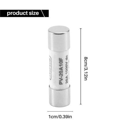 20A 1000V Solcelle PV Sikring, 10-pak, Eksplosionssikker Sølv