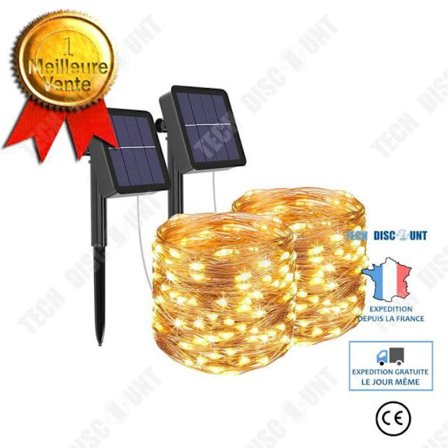 Ljuslinga - TD - 20m - 200 LED - Solenergi - Flerfärgad - Vattentät