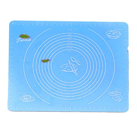 Non Stick Silikon Kjevleunderlag Tykk Silikon Bakeunderlag med Mål for Baking Rullende Kjevle Deig Pizza Kaker Blå