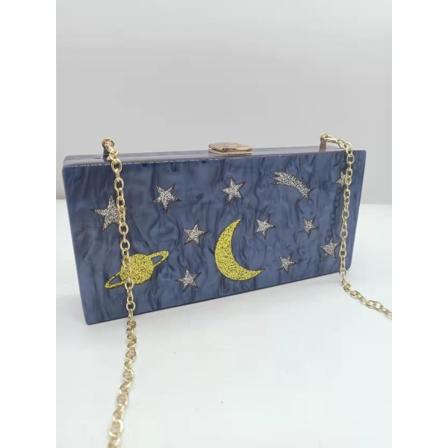 Vintage liten firkantet veske Star Acrylic Dinner Clutch