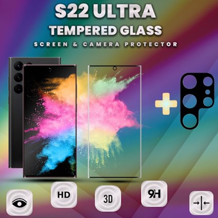 1-Pack Samsung S22 Ultra Skärmskydd & 1-Pack linsskydd -9H GLAS
