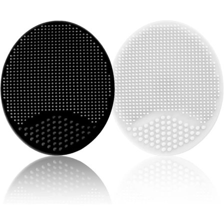 Babybadborste, Baby Cradle Cap Borste, Silikon Massageborste, Silikon Scrubbers Exfoliator Borste - 2 Pack (Liten-Svart & Vit)