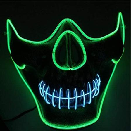 LED Glow Halvmaske Skallemodell for Halloween Kostymefest Rekvisitter Display