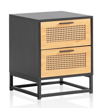 Rootz-yöpöytä - Yöpöytä - Lipasto - Yöpöytä - Wieniläinen Weave Design - Runsas säilytystila - Kestävä rakenne - Liukumattomat ominaisuudet - 45 cm x