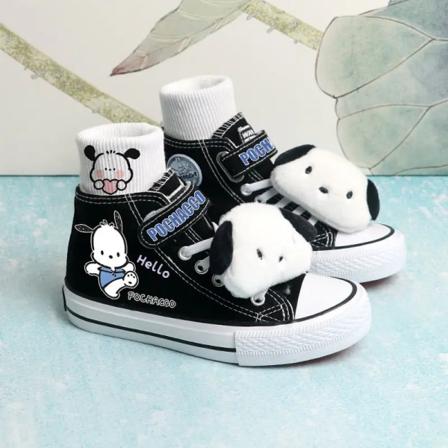 Sanrios My Melody Kuromi Pochacco Anime Kawaii High Top Barn Canvas Skor Tecknad docka Flickor Sport Vita Skor Pojkar Sneakers Pochacco 12 27-18cm