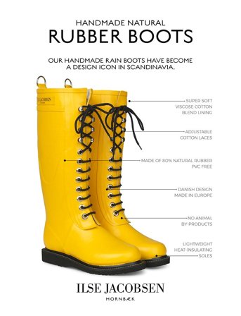 Ilse Jacobsen Gummistøvler Snor Høy Gul str.41
