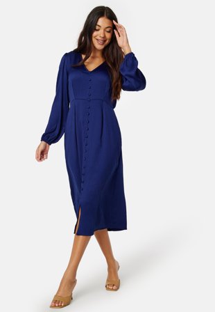 Happy Holly Gwen Satin Dress Blue Klær
