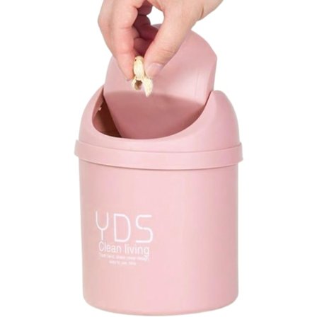 20 st 13 cm Kreativa Mini Skrivbords Papperskorgar med Roterande Lock, Liten Säker Avfallskorg, Plast Papperskorg, Lämplig för