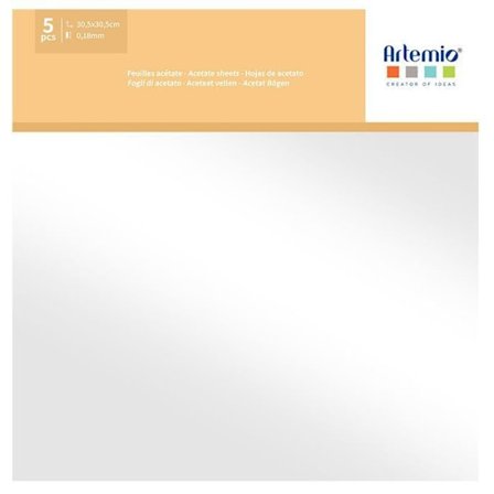 5 transparenta acetatpapper 30,5 x 30,5 cm