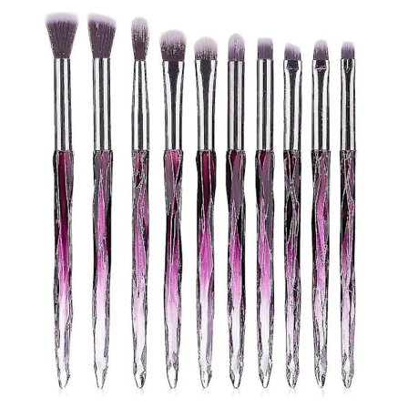 10 Pieces Purple Makeup Eye Brush Set,diamond Handle Eyeshadow Makeup Brushes,professional Cosmetics Eyebrow Lip Make Up Tools