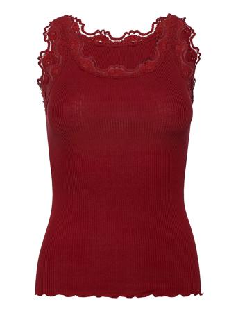Silk Top W/ Lace T-shirts & Tops Sleeveless Rød Rosemunde*Betinget Tilbud