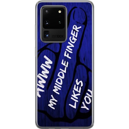 Kompatibelt Mobildeksel til Samsung Galaxy S20 Ultra Mørk typografisk illustrasjon med hjerteform og budskap om vennskap mot dyp blå tretekstur