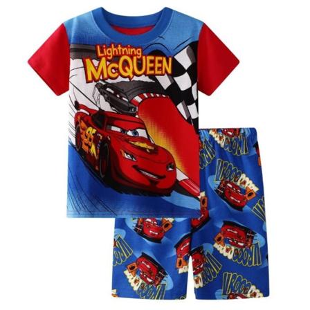 Cartoon Cars Print Sleepwear T-Shirt Shorts Set Kids Boys Girls Pajamas Casual Outfit B 4 Years / EU 98