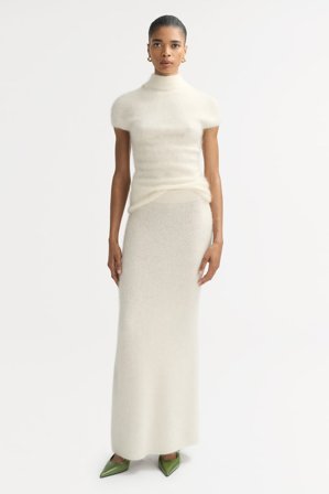 Soft Goat - Brushed Skirt - Cashmere skirt - M - Feather White