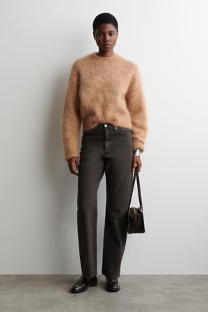 COS Femme Pull À Col Rond En Mohair Et Laine in Beige