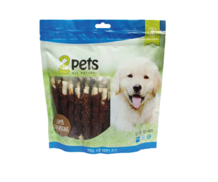 2 pets - Tyggepinne med lammekjøtt 12 cm 30-pakning 400g - Hund - Hundegodbiter & tyggebein - Dental tyggebein & tanntyggebein - ZOO.no