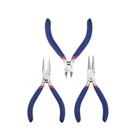 1 Sett 3 stk Smykketangsett Karbonstål Sidekutter Rund/Bøyd/Lang Kjedetang DIY Laging