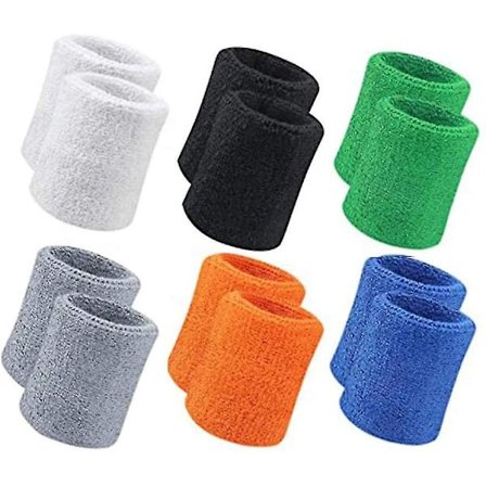 12 stk. Sports Wristbandssweatbands Sport Armbånd Bomuldssweatband Til Mænd Og Kvinder God Til Tennis, Basketball, Løb, Fitness, Træning (sort,