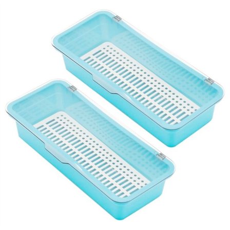 Bestikbakke med låg, bestikopbevaring med låg, plastikbestikbakke, bestikskuffeorganisator, bestikopbevaringsbeholder C