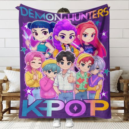 Huntrix K-Pop Trykt Teppe | Flanellpledd for Sofa og Seng (Anime-tema)]SNT044]70+100cm SNT044 SNT044 SNT044