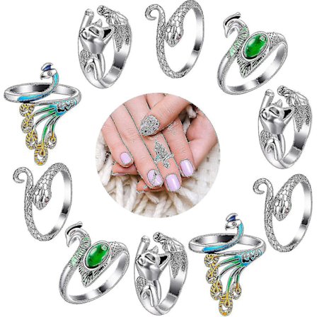 10 st justerbara stickningsöglor virkade ringar kattformade ormsformade öppna ringar garnstyrning metall stickningsfingerborgar justerbara flätade 