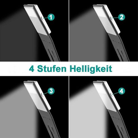 Læselampe Bogklemme Led Boglampe Med Klips Og Kontinuerligt Dæmpbar Lysstyrke Bærbar Og Fleksibel, Arbejdslys Til Kindle / E-bogslæser / Bo